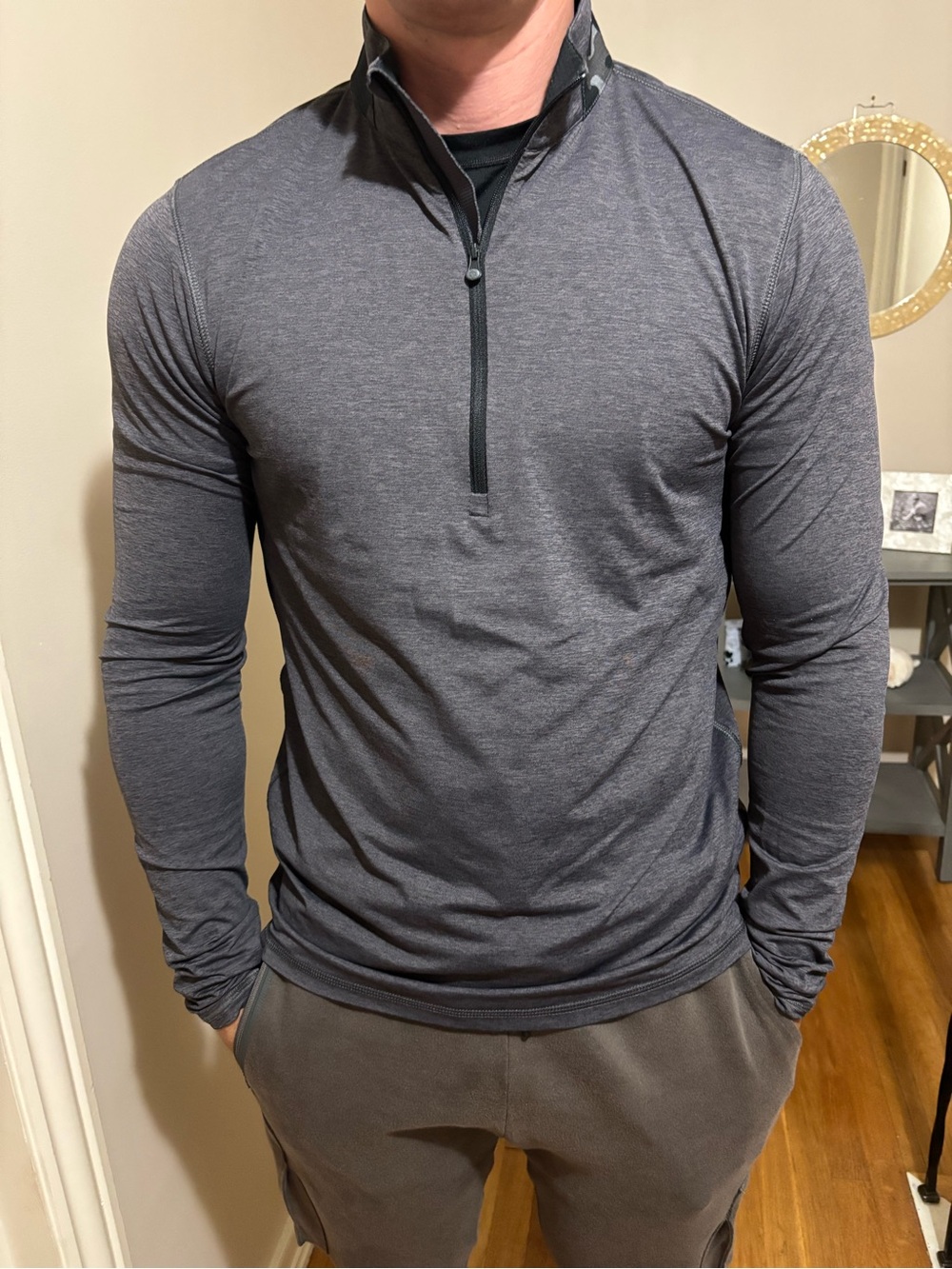 Greyson Men's Gray and Black Performance Quarter-Zip